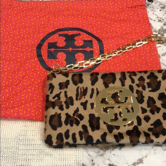 tory burch leopard clutch